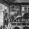 Dziedziniec Collegium Maius - uroczysty pochód. Miedzioryt M. Stachowicza, 1821 rok